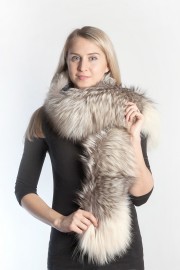 Ladies Winter Real Racoon Fur Scarf Stole Shawl Muffler Gray Frost