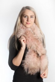 Ladies Winter Real Racoon Fur Scarf Stole Shawl Muffler Pink