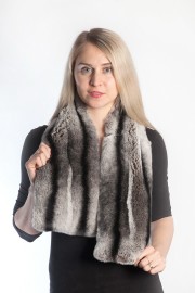 Ladies Winter Real Rex Rabbit Fur Scarf Stole Shawl Muffler Chinchilla Color