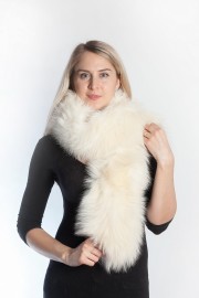 Ladies Winter Real Racoon Fur Scarf Stole Shawl Muffler White