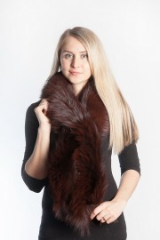 Ladies Winter Real Racoon Fur Scarf Stole Shawl Muffler Dark Brown