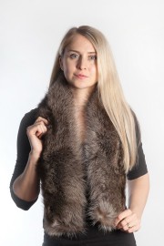 Ladies Winter Real Racoon Fur Scarf Stole Shawl Muffler Dark Gray