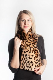 Ladies Winter Real Rex Rabbit Fur Scarf Stole Shawl Muffler Leopard Color