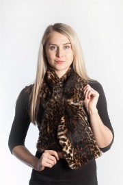 Ladies Winter Real Rex Rabbit Fur Scarf Stole Shawl Muffler Leopard Color