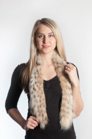 Ladies Winter Real Lynx Cat Fur Scarf Stole Shawl Muffler Natural Color