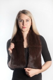 Ladies Winter Real Mink Fur Scarf Stole Shawl Muffler Dark Brown Sable