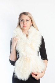 Ladies Winter Real Racoon Fur Scarf Stole Shawl Muffler White