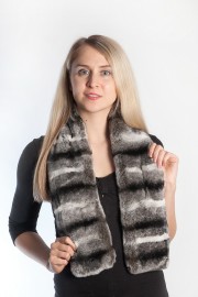 Ladies Winter Real Rex Rabbit Fur Scarf Stole Shawl Muffler Chinchilla Color