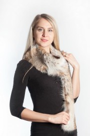 Ladies Winter Real Lynx Fur Scarf Stole Shawl Muffler Natural Color