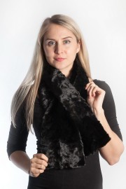 Chekiang Lamb Curly Fur Scarf Muffler Black