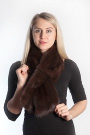 Ladies Winter Real Mink Fur Scarf Stole Shawl Muffler Dark Brown Sable