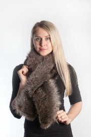 Ladies Winter Real Racoon Fur Scarf Stole Shawl Muffler Dark Gray