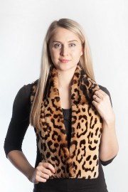 Ladies Winter Real Rex Rabbit Fur Scarf Stole Shawl Muffler Leopard Color