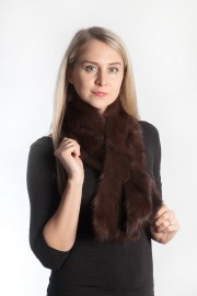 Ladies Winter Real Mink Fur Scarf Stole Shawl Muffler Dark Brown Sable