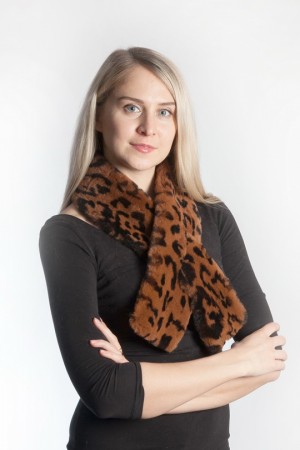 Ladies Winter Real Rex Rabbit Fur Scarf Stole Shawl Muffler Leopard Color