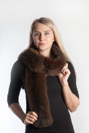 Ladies Winter Real Mink Fur Scarf Stole Shawl Muffler Dark Brown Sable