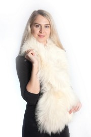 Ladies Winter Real Racoon Fur Scarf Stole Shawl Muffler White