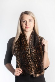 Ladies Winter Real Rex Rabbit Fur Scarf Stole Shawl Muffler Leopard Color