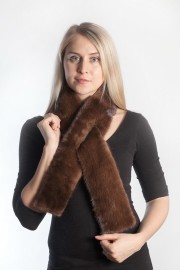 Ladies Winter Real Mink Fur Scarf Stole Shawl Muffler Dark Brown