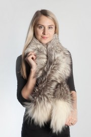 Ladies Winter Real Racoon Fur Scarf Stole Shawl Muffler Gray Frost