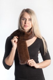 Ladies Winter Real Mink Fur Scarf Stole Shawl Muffler Dark Brown