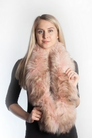 Ladies Winter Real Racoon Fur Scarf Stole Shawl Muffler Pink