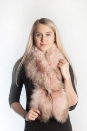 Ladies Winter Real Racoon Fur Scarf Stole Shawl Muffler Pink