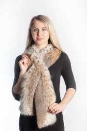 Ladies Winter Real Lynx Fur Scarf Stole Shawl Muffler Natural Color
