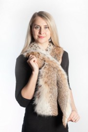 Ladies Winter Real Lynx Fur Scarf Stole Shawl Muffler Natural Color