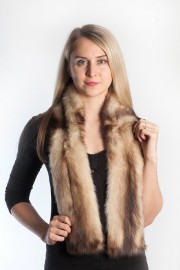 Ladies Winter Real Fitch Polecat Fur Scarf Stole Shawl Muffler Golden