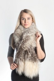 Ladies Winter Real Racoon Fur Scarf Stole Shawl Muffler Gray Frost