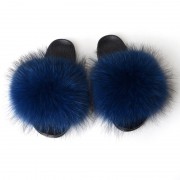 Womens Fluffy Furry raccoon Slides Multicolor Fur Slides