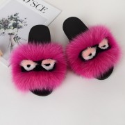 Real Fox Fur Slides Mink Slides Monster Pattern