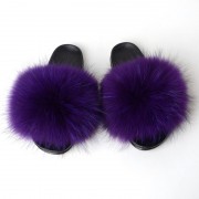 Womens Fluffy Furry raccoon Slides Multicolor Fur Slides