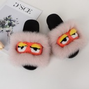 Real Fox Fur Slides Mink Slides Monster Pattern