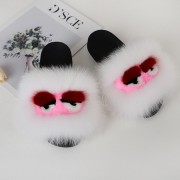 Real Fox Fur Slides Mink Slides Monster Pattern