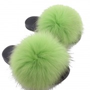 Womens Fluffy Furry raccoon Slides Multicolor Fur Slides