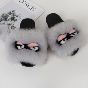 Real Fox Fur Slides Mink Slides Monster Pattern