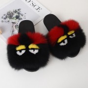 Real Fox Fur Slides Mink Slides Monster Pattern