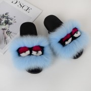 Real Fox Fur Slides Mink Slides Monster Pattern