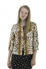 PRINTTING LEOPARD KID GOAT FUR JACKET