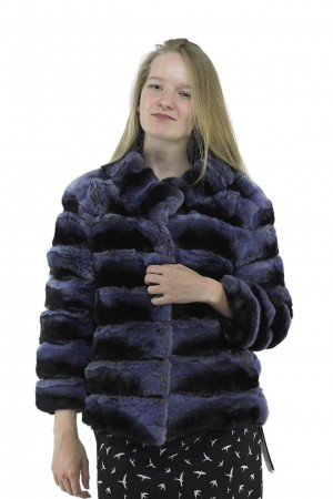 PURPLE REX FUR CHINCHILLA COAT JACKET