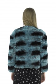 REAL REX RABBIT FUR CHINCHILLA JACKET BLUE COLOR