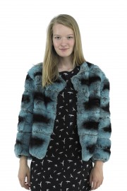 REAL REX RABBIT FUR CHINCHILLA JACKET BLUE COLOR