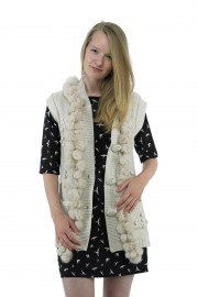 RABBIT FUR CARDIGAN VEST GILET