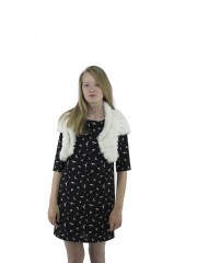 Real rabbit fur trim collar cardigan