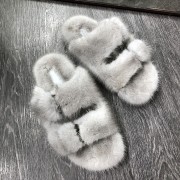 Women Summer Autumn Mink Slippers Mink Fur Sandals