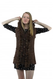 RABBIT FUR CARDIGAN VEST GILET