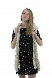 RABBIT FUR CARDIGAN VEST GILET