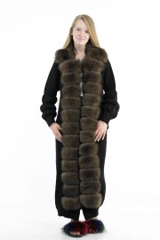 Cashmere Sweatshirt Jacket Sable Fox Fur Cardigan